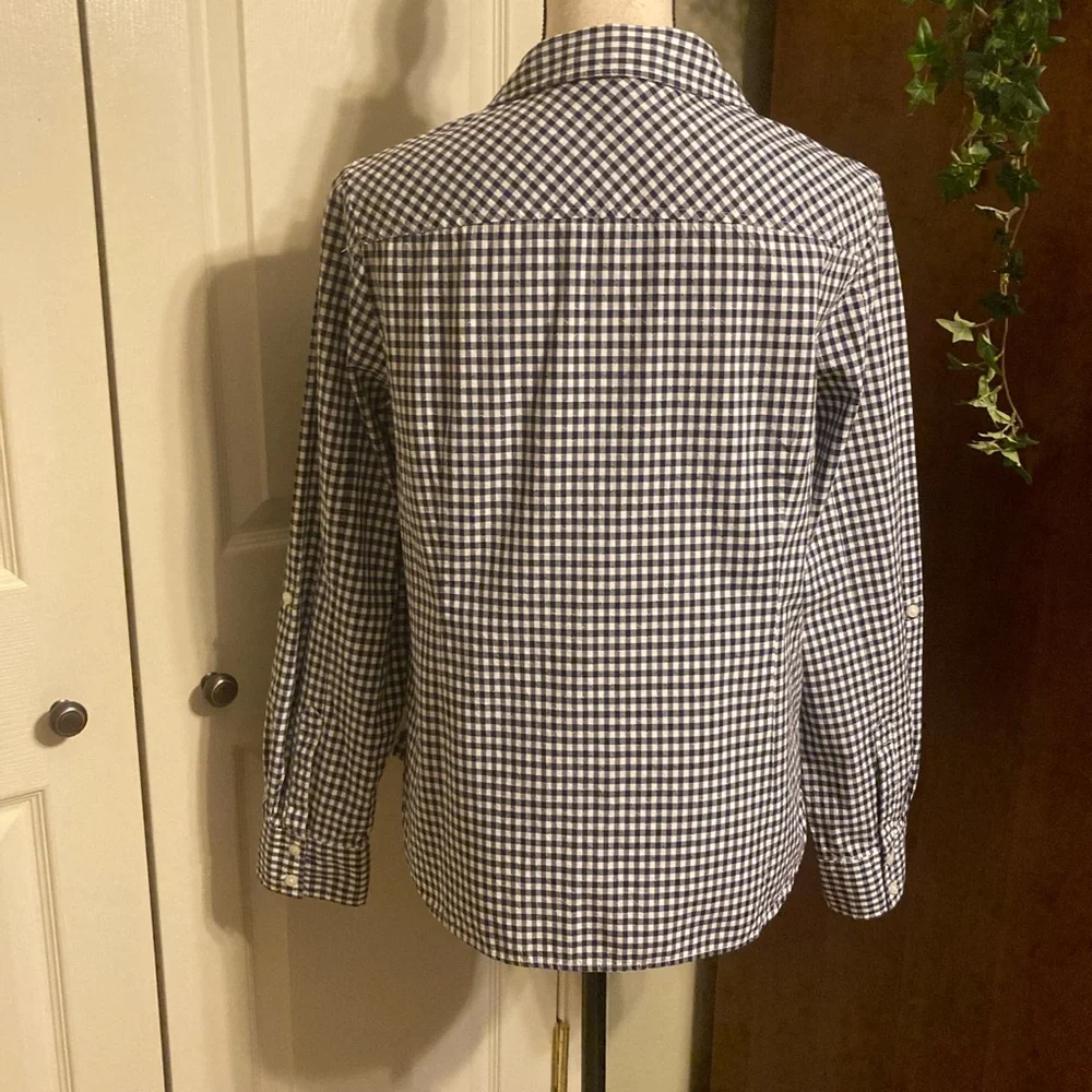 Tommy Hilfiger Navy/white check blouse size Medium - Picture 4 of 7